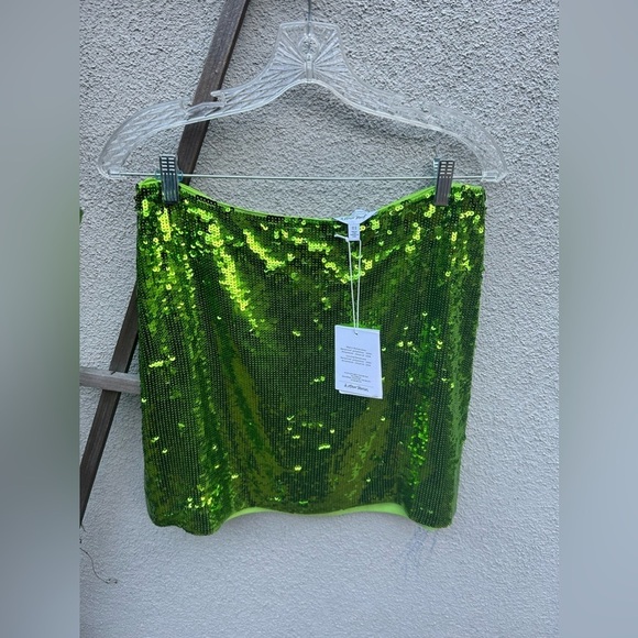 NWT & Other Stories Mini Sequin Skirt in Green - Picture 4 of 8